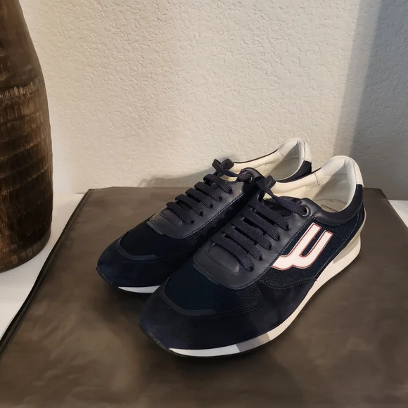 Bally Blue Sneakers Suede Mesh Low-Top
